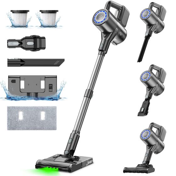 NETTLIFE 500W/40000Pa sladdlös stavdammsugare med sopfunktion, 40 minuters drifttid