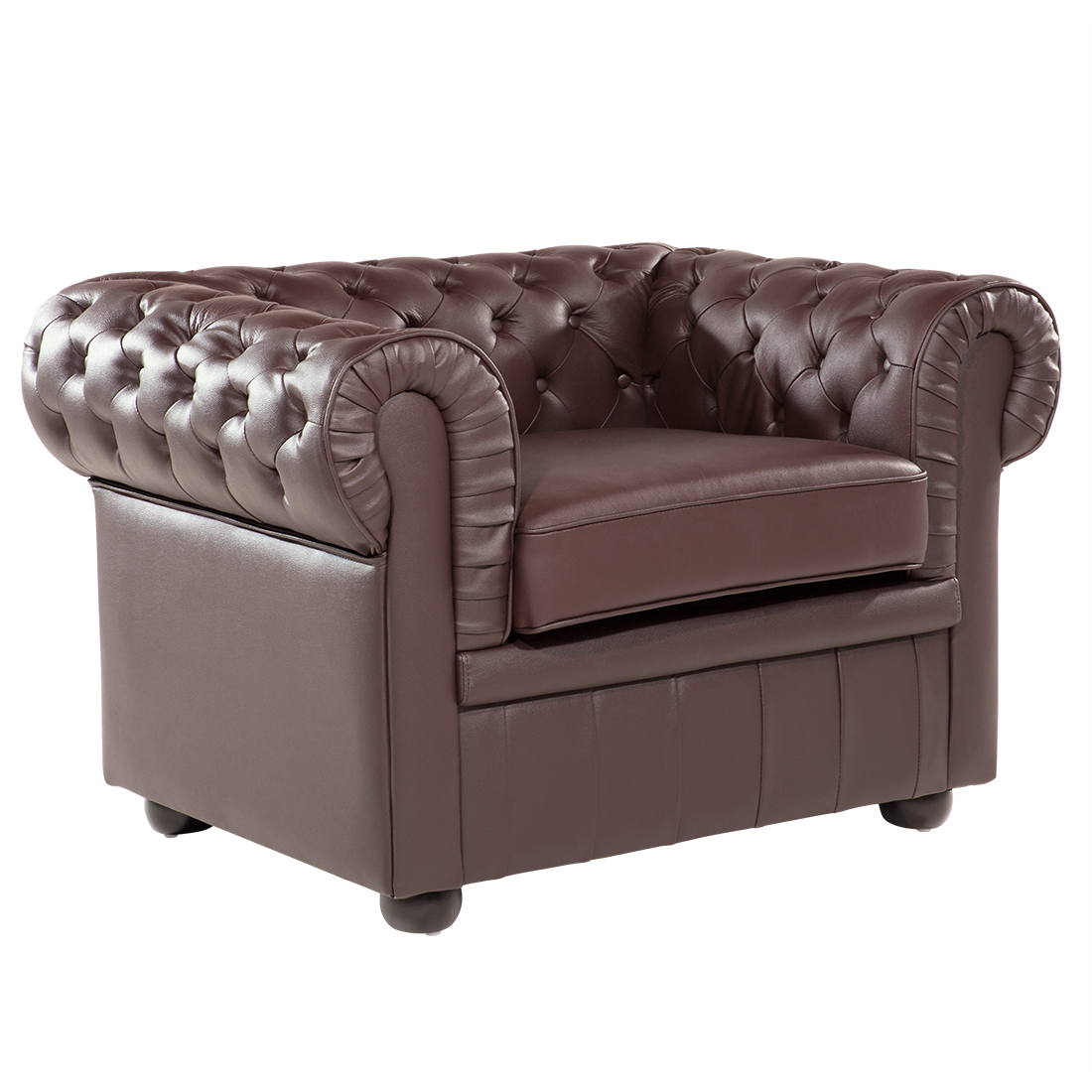 Fåtölj CHESTERFIELD Läder Brun
