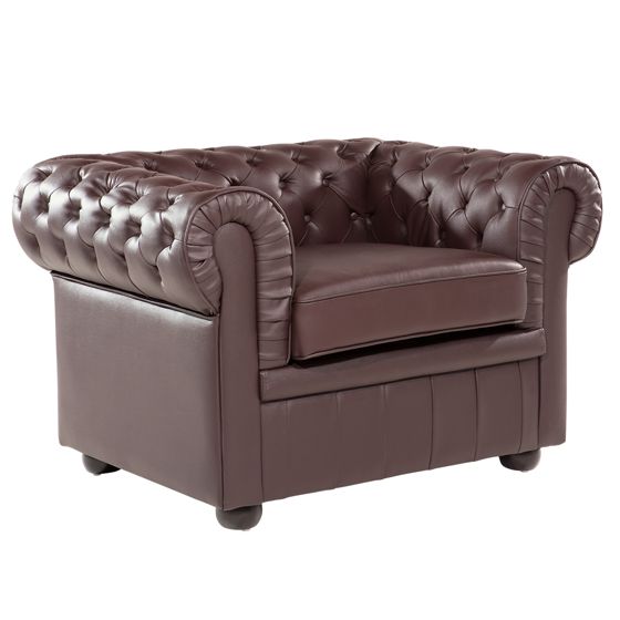 Fåtölj CHESTERFIELD Läder Brun