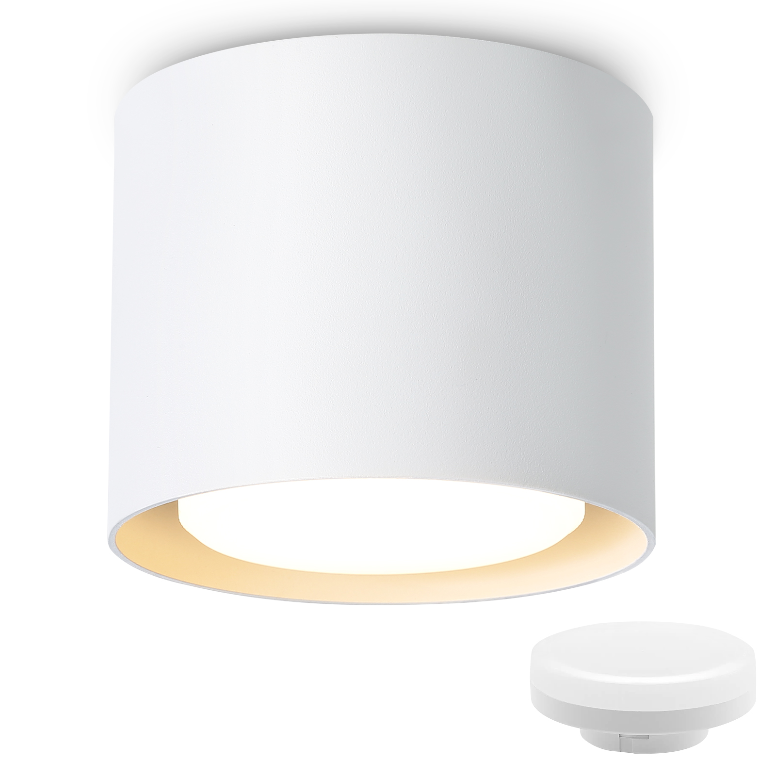 NETTLIFE Vit LED-takspotlight: Rund utanpåliggande taklampa, 230V aluminium, GX53 5W 3000K glödlampa, för sovrum, hall