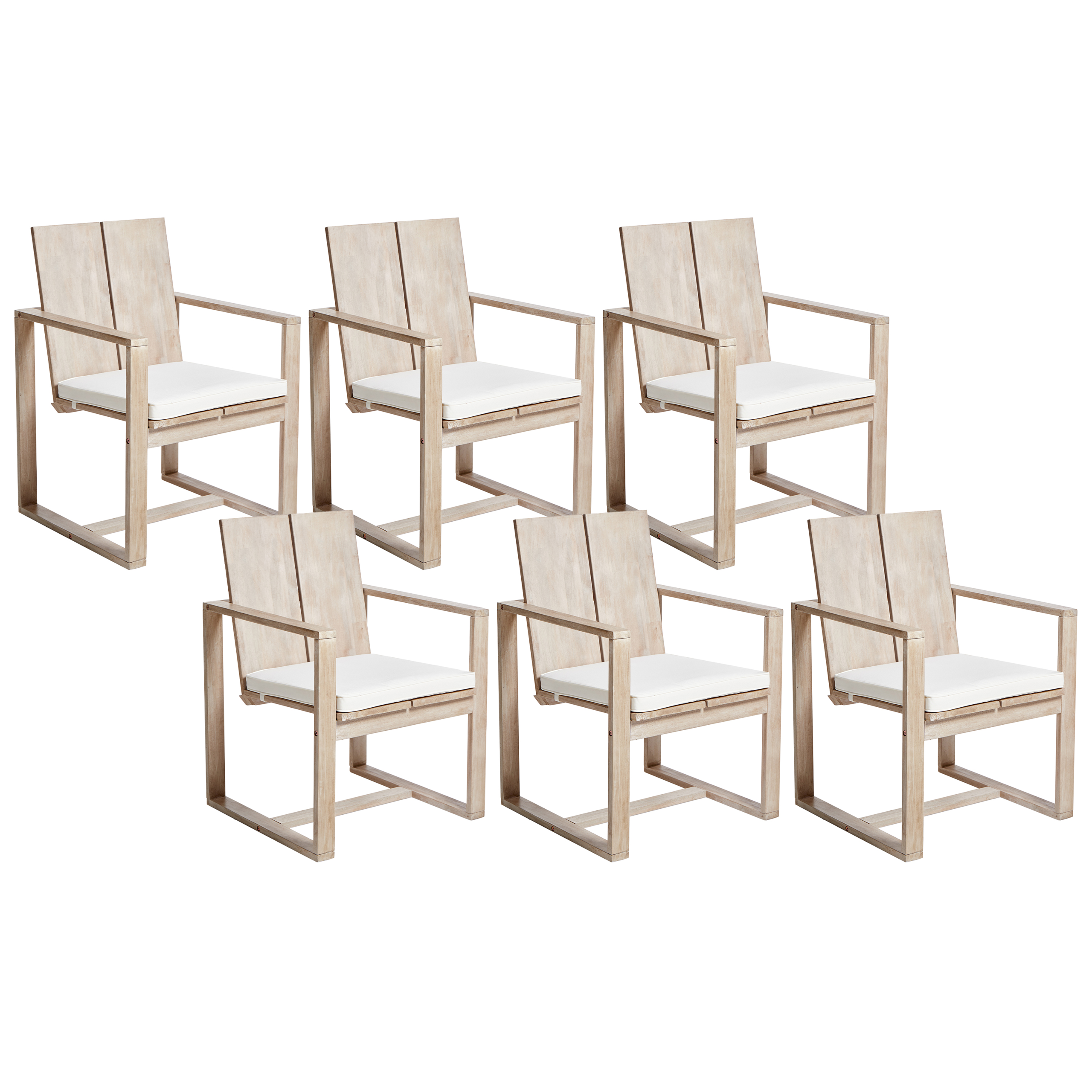 Set med 6 stolar med dynor AZZANELLO Akaciaträ Off-White