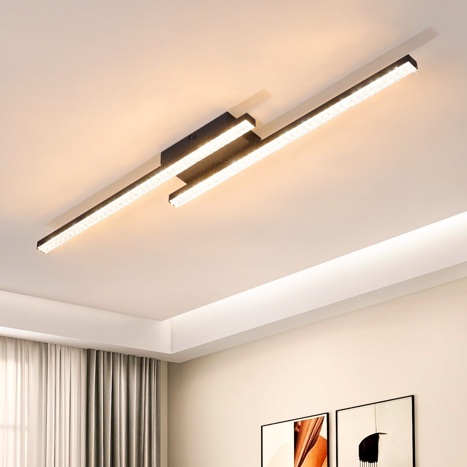 NETTLIFE LED-taklampa svart 12W varm 3000K modern kristallmetall