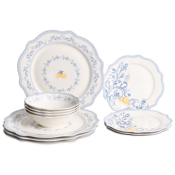 Set med 12 matserviser LOVAGE Porslin Vit