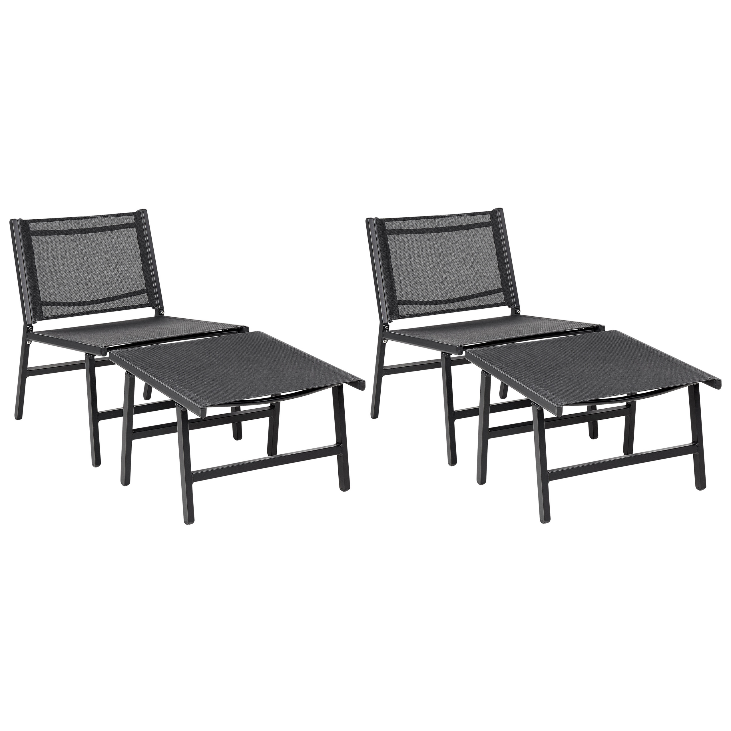 Set med 2 trädgårdsstolar MARCEDDI med fotpall Metall Svart
