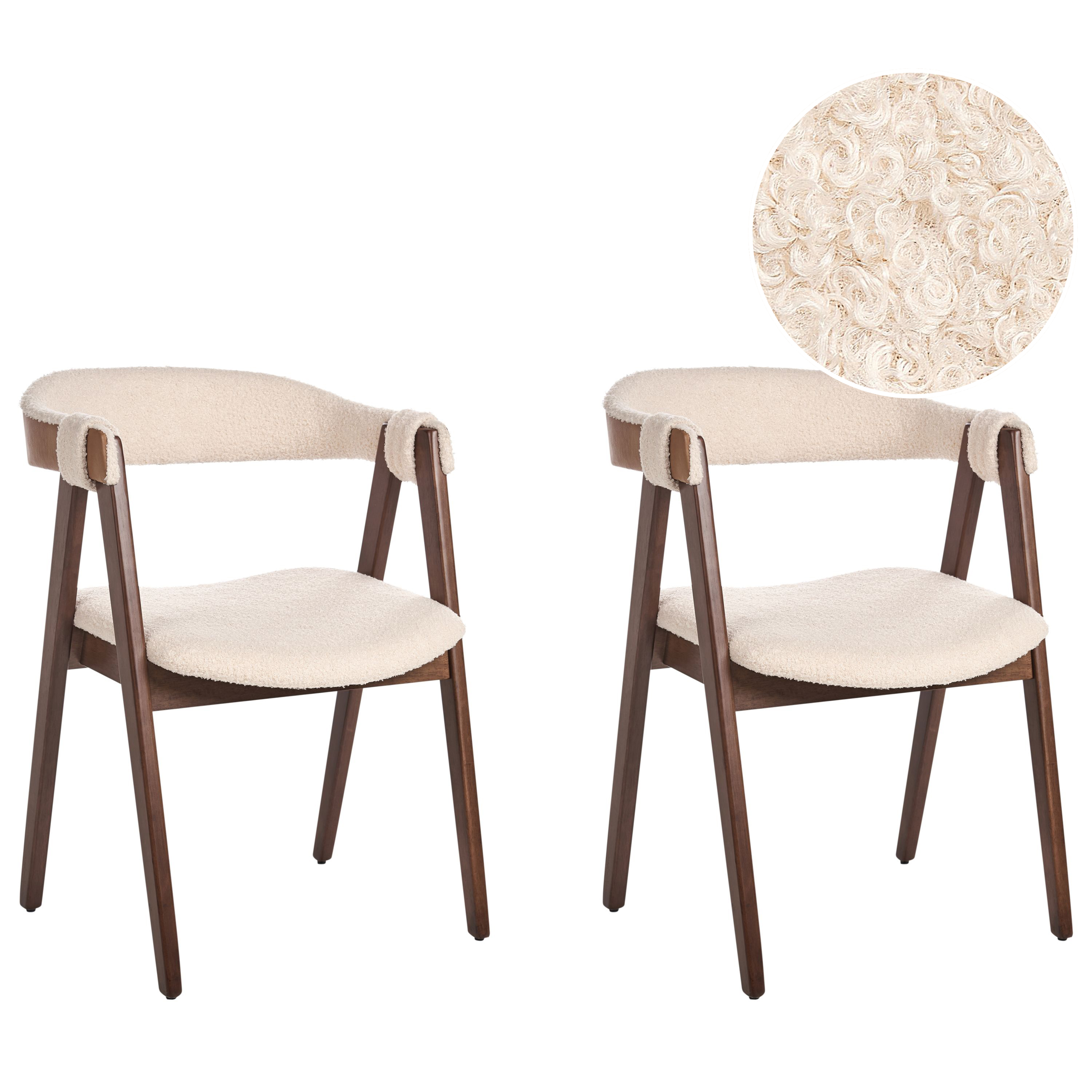 Set med 2 matstolar DAY Bouclé Mörkbrun/ Beige