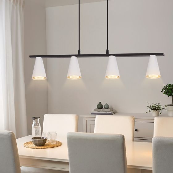 NETTLIFE pendellampa, matbordslampa, matbordslampa, 4 lampor Vit, metall, GU10, svart, industriell, utan, lampa