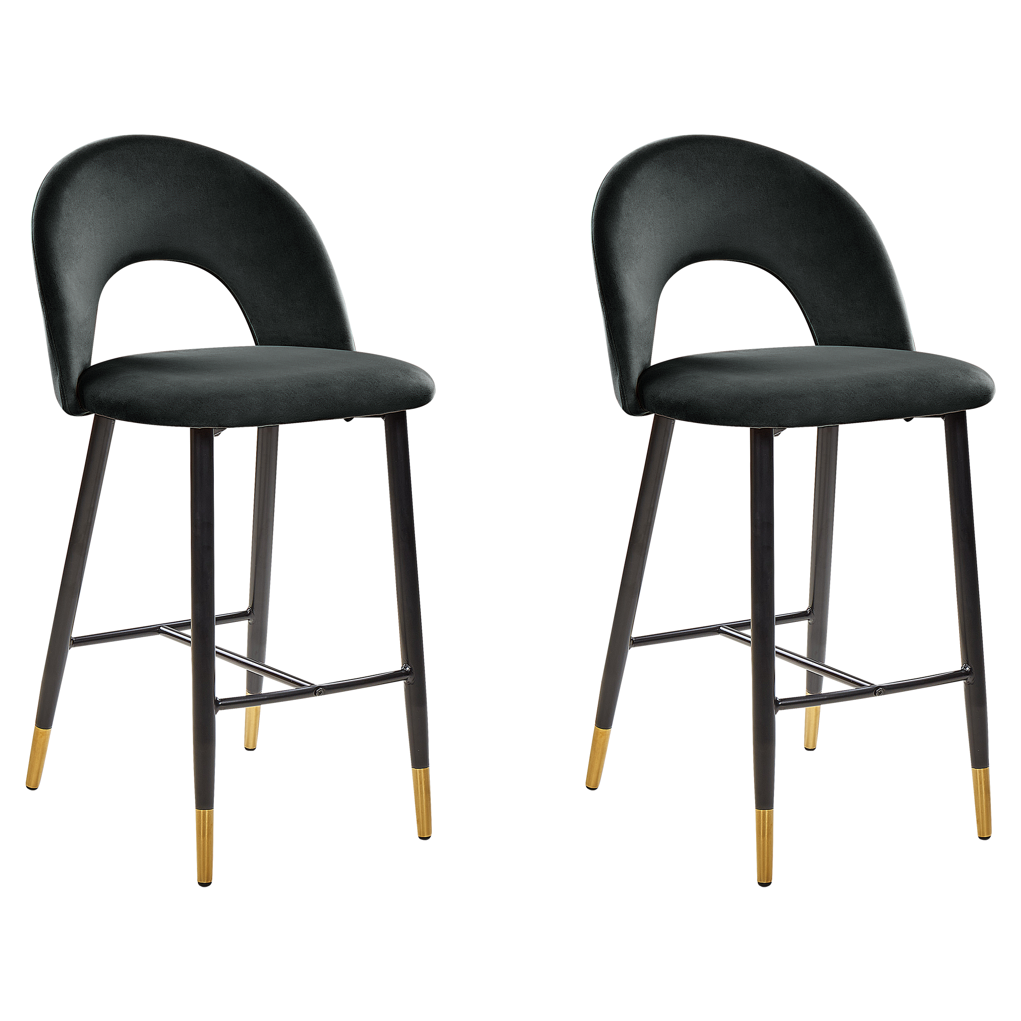 Set med 2 barstolar FALTON Sammet Svart