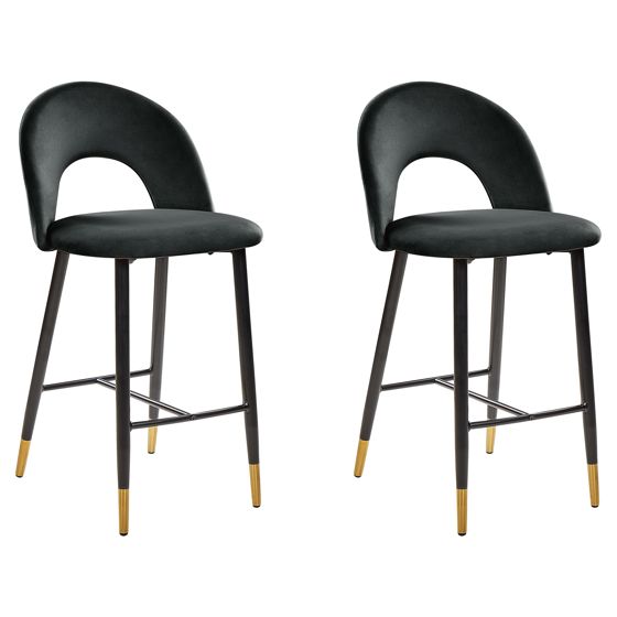 Set med 2 barstolar FALTON Sammet Svart