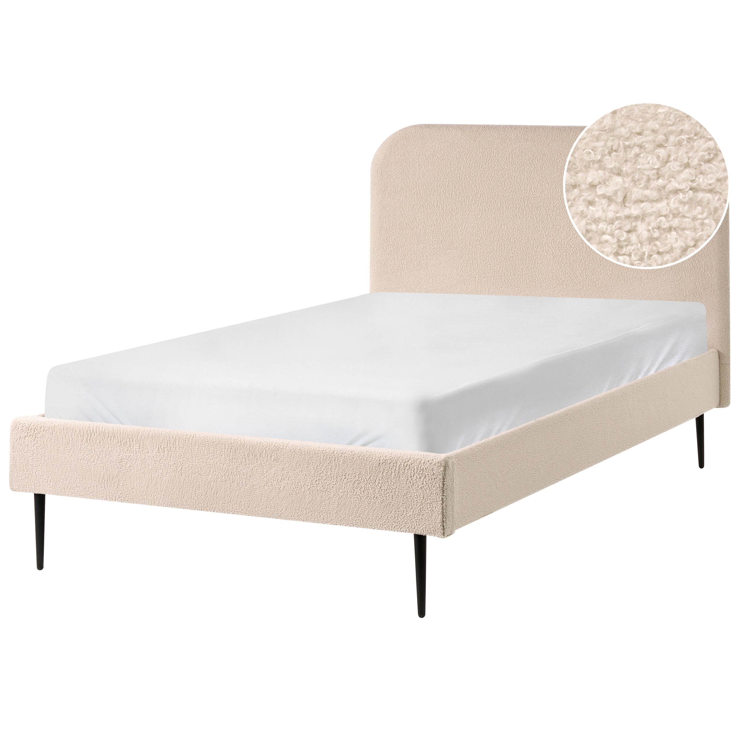 Säng med lamellram Bouclé FLAYAT 120 x 200 cm Ljusbeige