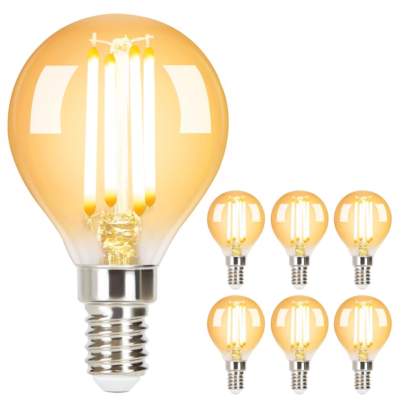 NETTLIFE 6 st E14 LED-lampor, vintage - lampa - G45 Retro 2700K 4W varmvit