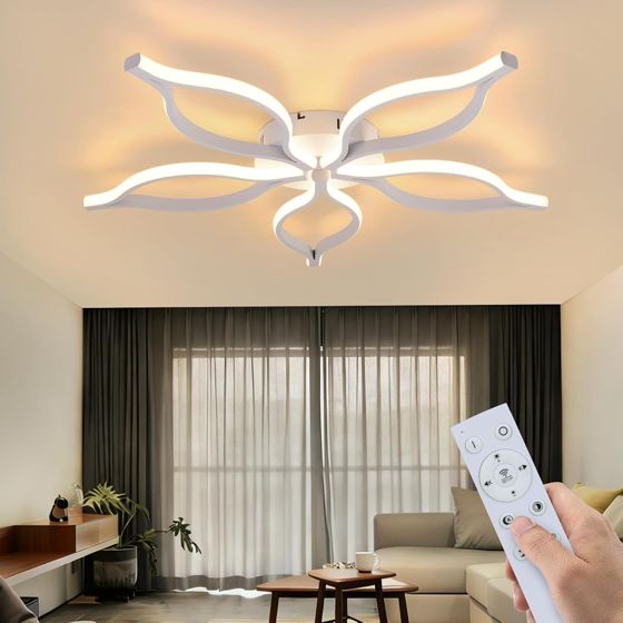 NETTLIFE LED-taklampa 80 cm, 75 W, vit, modern dimning 3000–6500K med fjärrkontroll och nattljusfunktion, metallram för vardagsrum