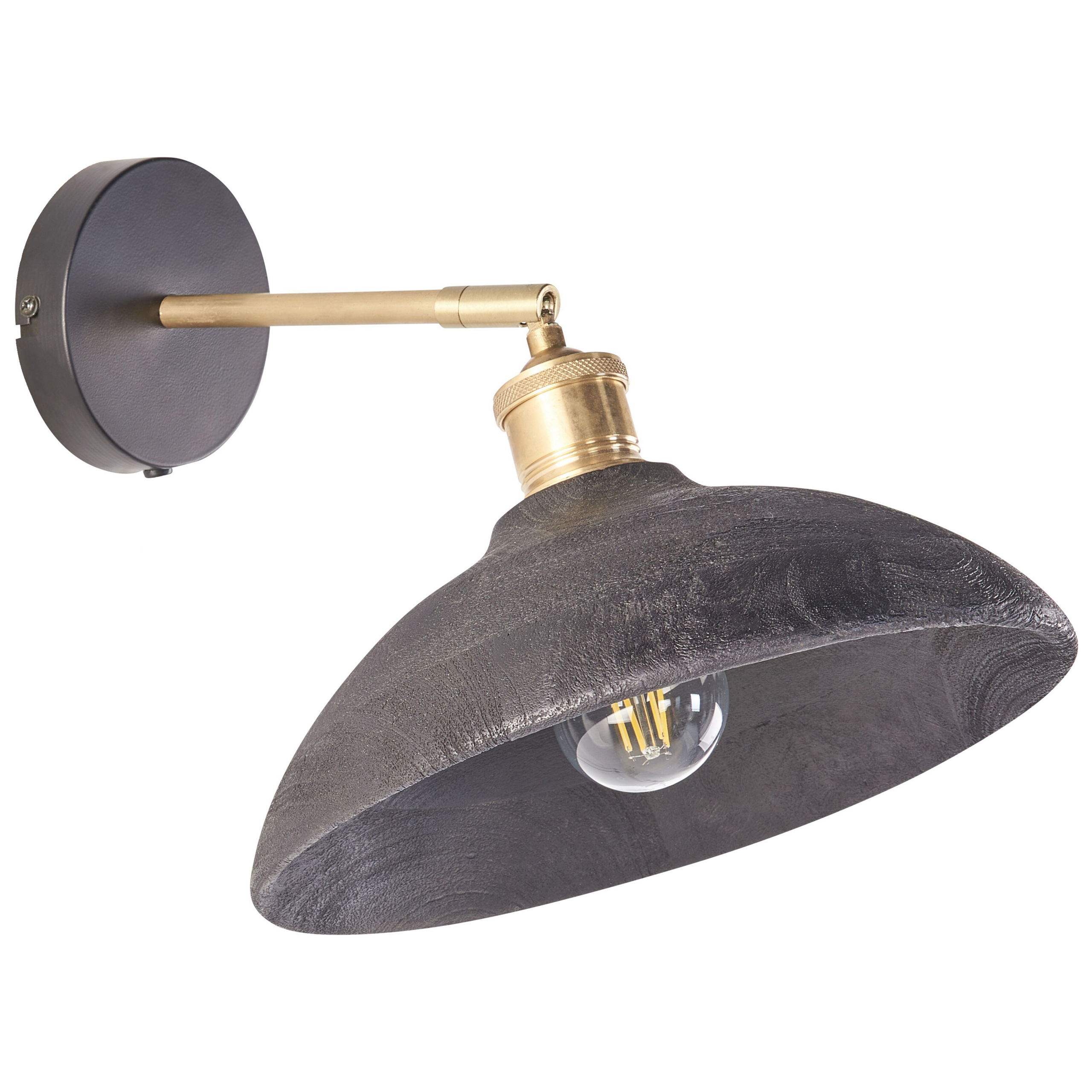 Vägglampa YERALA Justerbar Mangoträ Svart