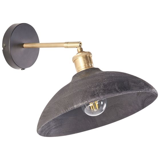 Vägglampa YERALA Justerbar Mangoträ Svart