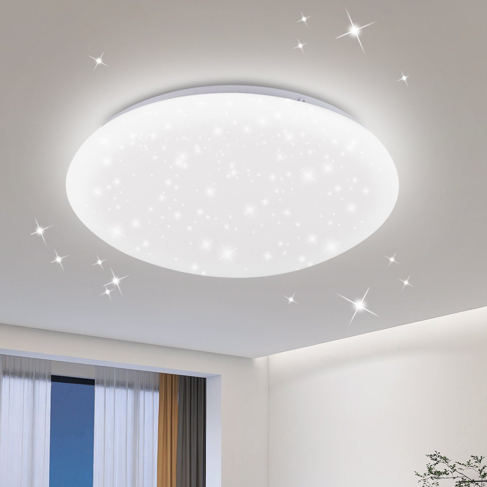 NETTLIFE LED - taklampa, 12W 6000K, 25cm, neutralvit, stjärnhimmel - taklampa, rund halllampa, för barnrum