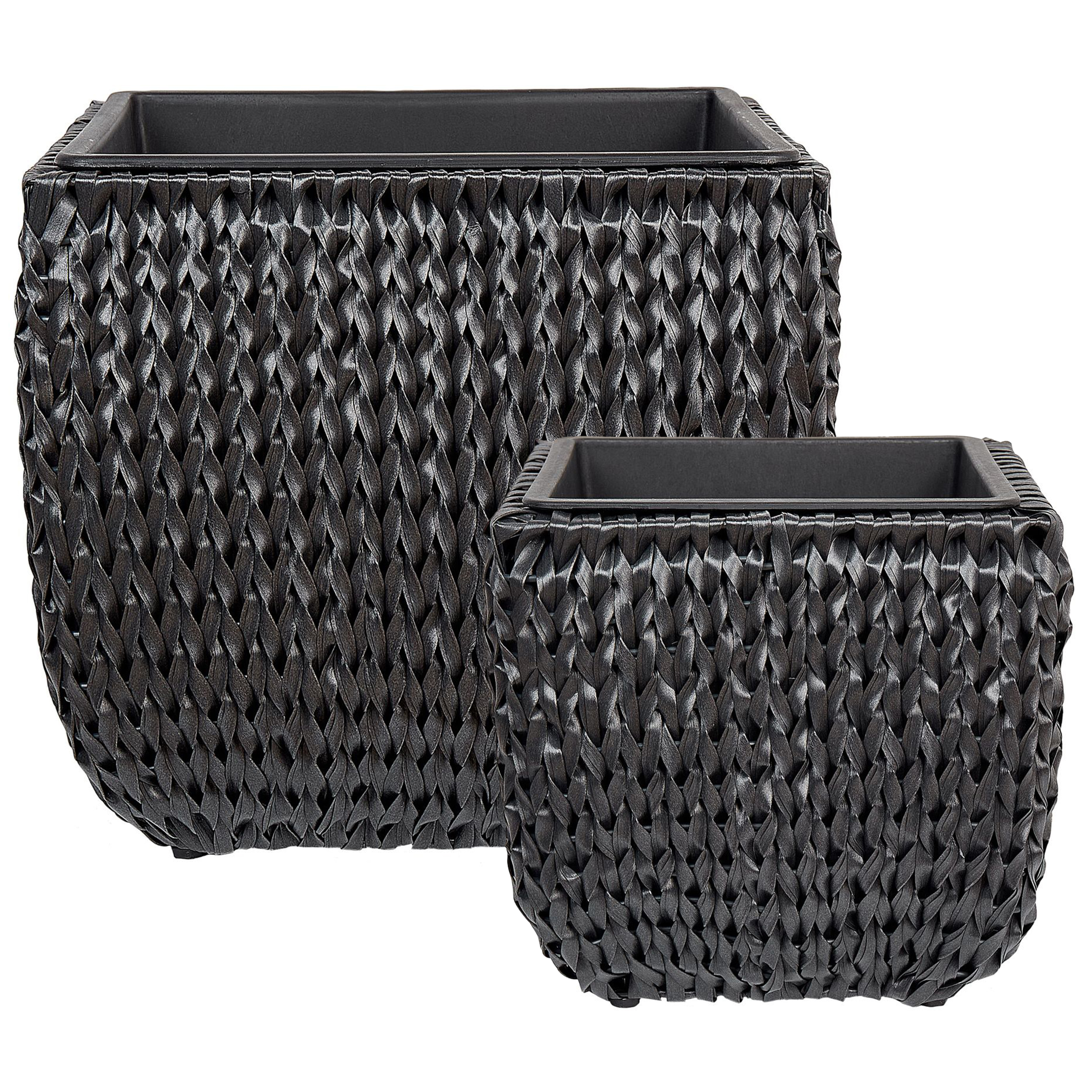 Set med 2 växtkrukor BERBERIS 34/45 cm Konstrotting Svart
