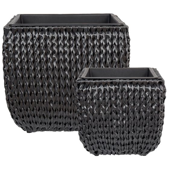 Set med 2 växtkrukor BERBERIS 34/45 cm Konstrotting Svart