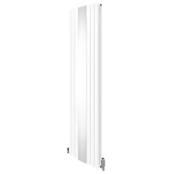 Oval spegelradiator med ventiler - 1800 mm x 500 mm - vit