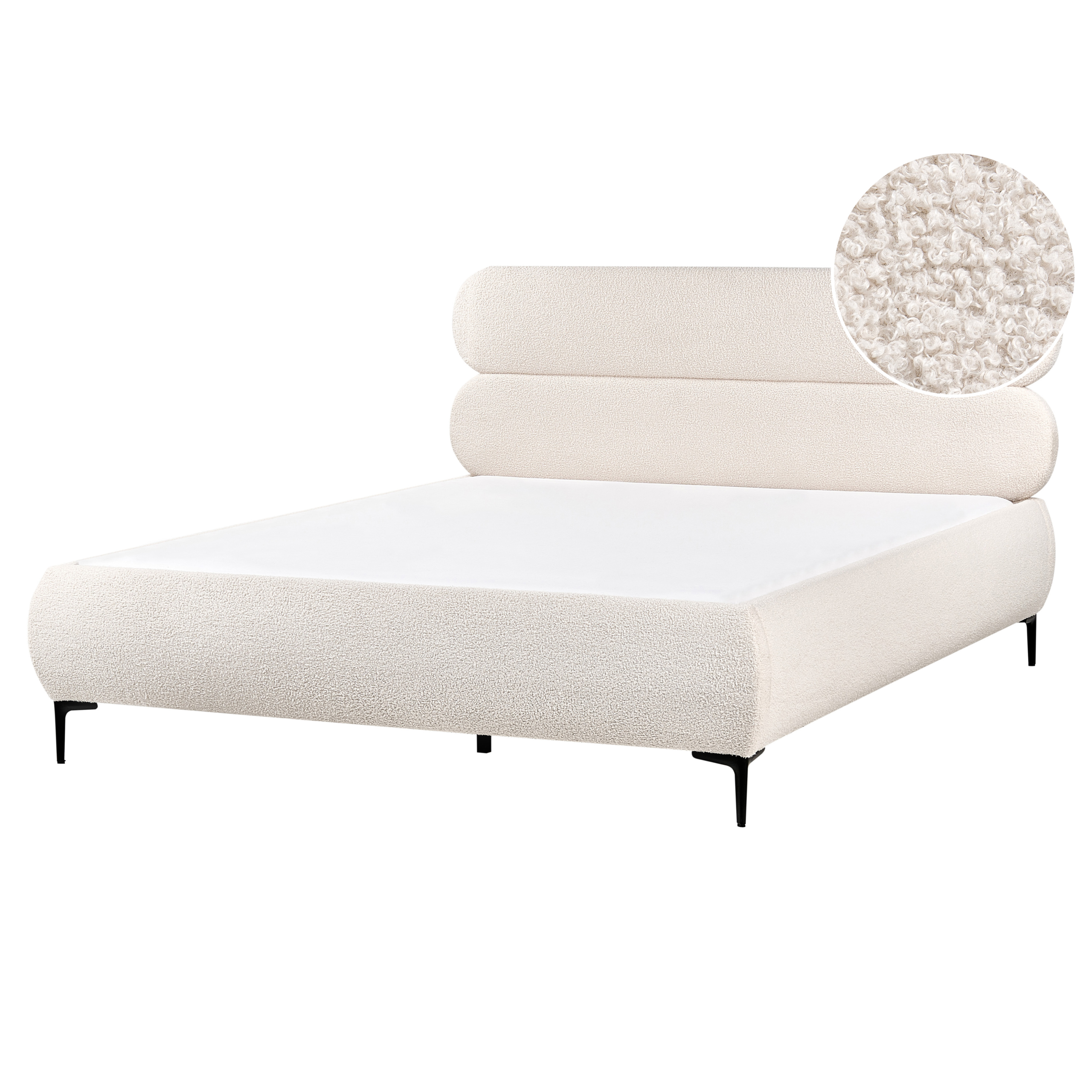 Säng med lamellram Bouclé LESSAY 160 x 200 cm Off-White
