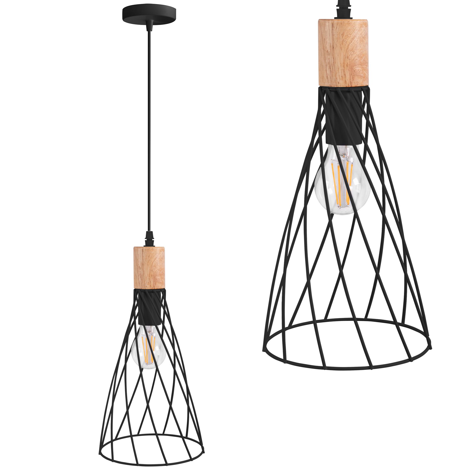 TOOLIGHT hängande taklampa APP1268-1CP Svart 18x18x35cm