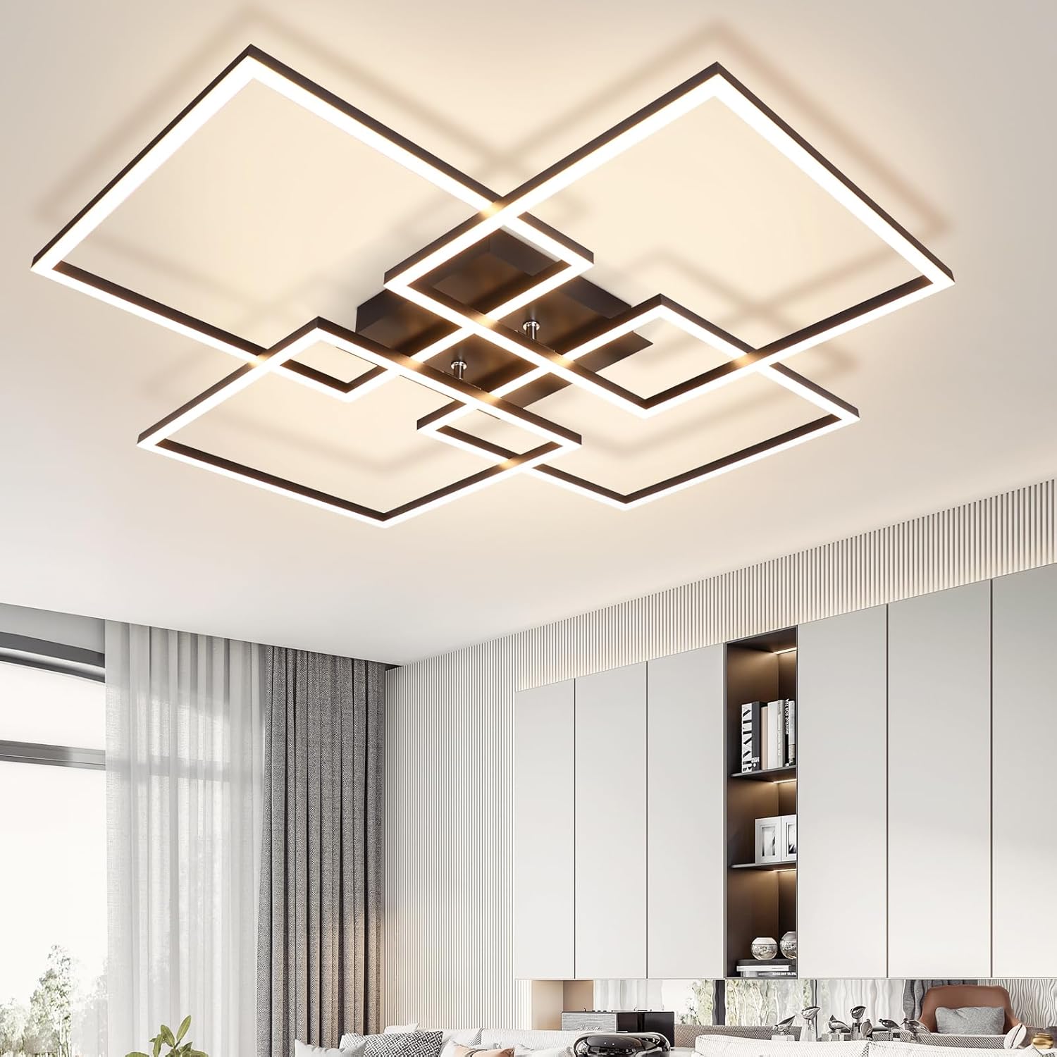 NETTLIFE LED - taklampa, 4 svarta, moderna, 32W, 3000K, varmvit