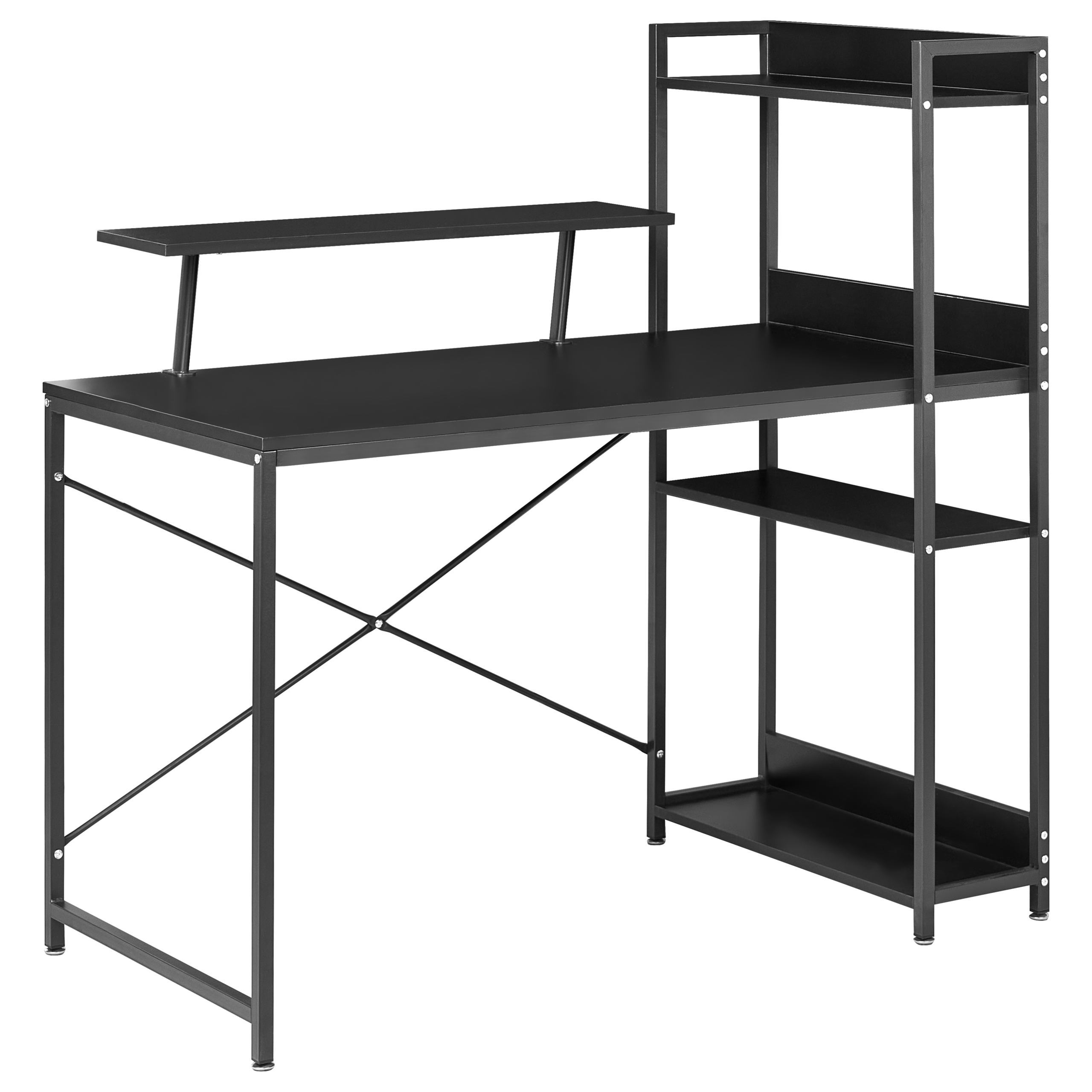 Skrivbord med anslagstavla BILOXY 120 cm 64 cm med hyllor Svart