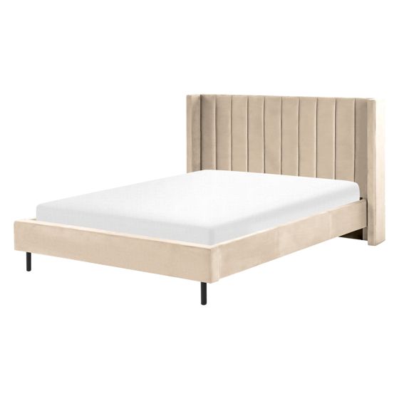 Säng med lamellram Sammet VILLETTE 160 x 200 cm Beige