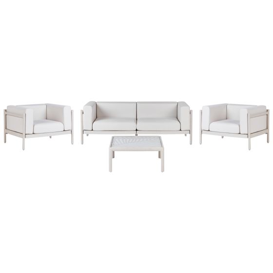 Trädgårdssoffgrupp med bord 4-sits FERRETTI Ljusbeige