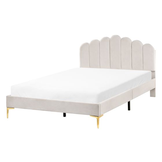 Säng med lamellram Sammet SAUVIAN 140 x 200 cm Off-White