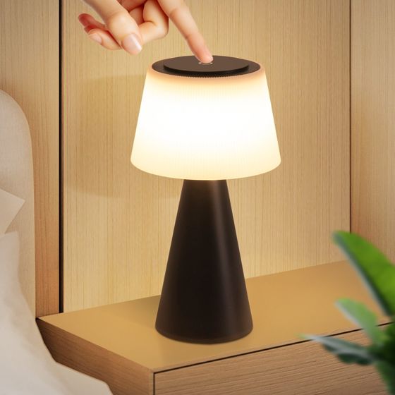 NETTLIFE Batteridriven bordslampa, LED - nattlampa - 3600mh A, Trådlös, dimbar Touch-lampa USB - uppladdningsbar, med batteri, svart