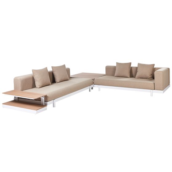 Trädgårdshörnsoffa med bord 5-sits MISSANELLO Beige
