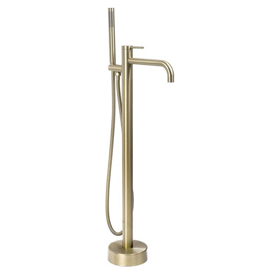 REA Golvmonterad Badkarsblandare Clif Borstat Guld, 26x16x99,5cm