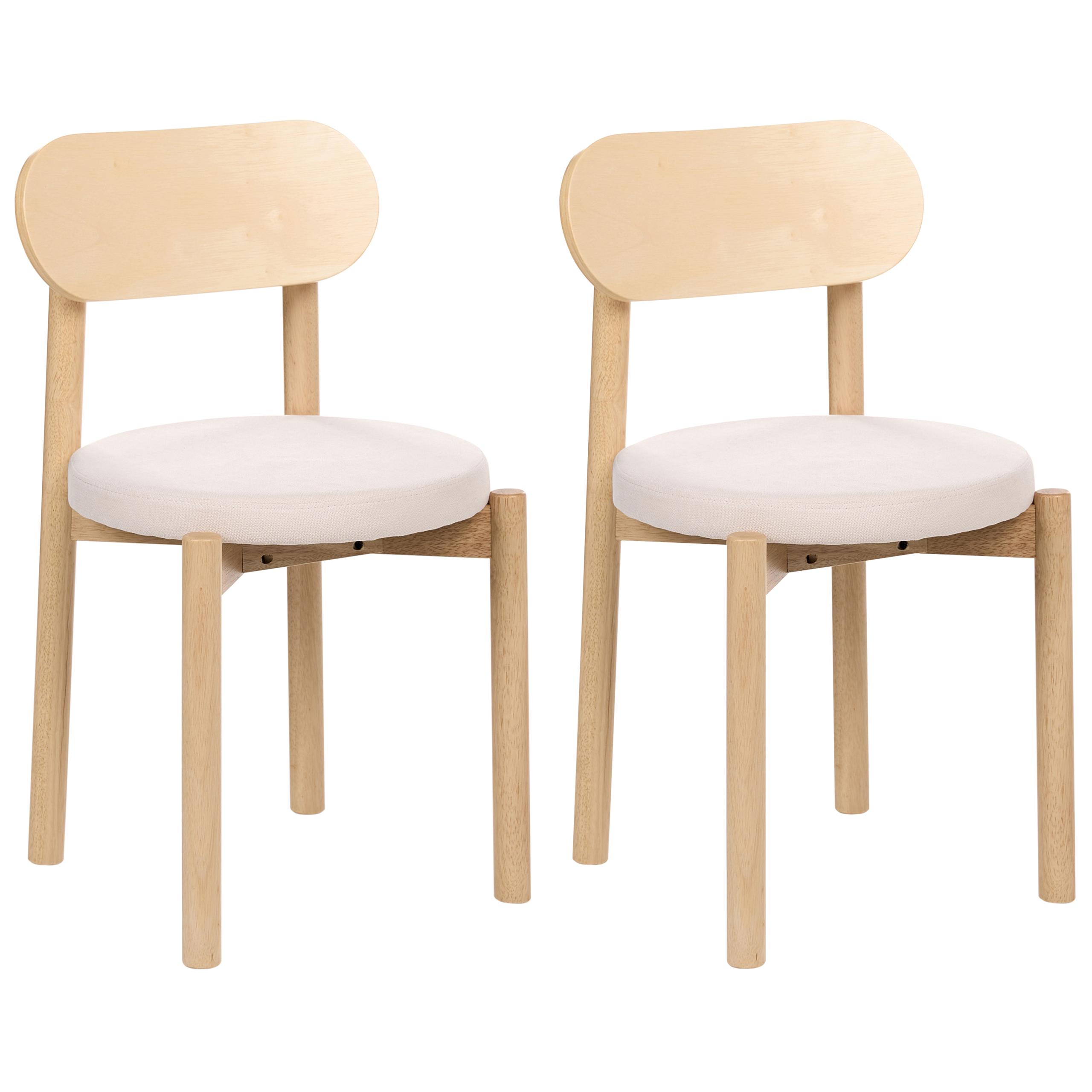 Set med 2 matstolar PAULINA Trä Ljusbrun/ Ljusbeige