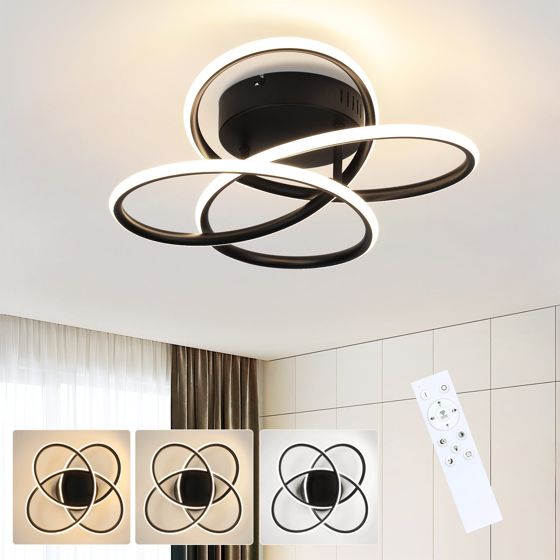 NETTLIFE LED - taklampa för hallen, modern design, dimbar, fjärrkontroll, 44W, svart