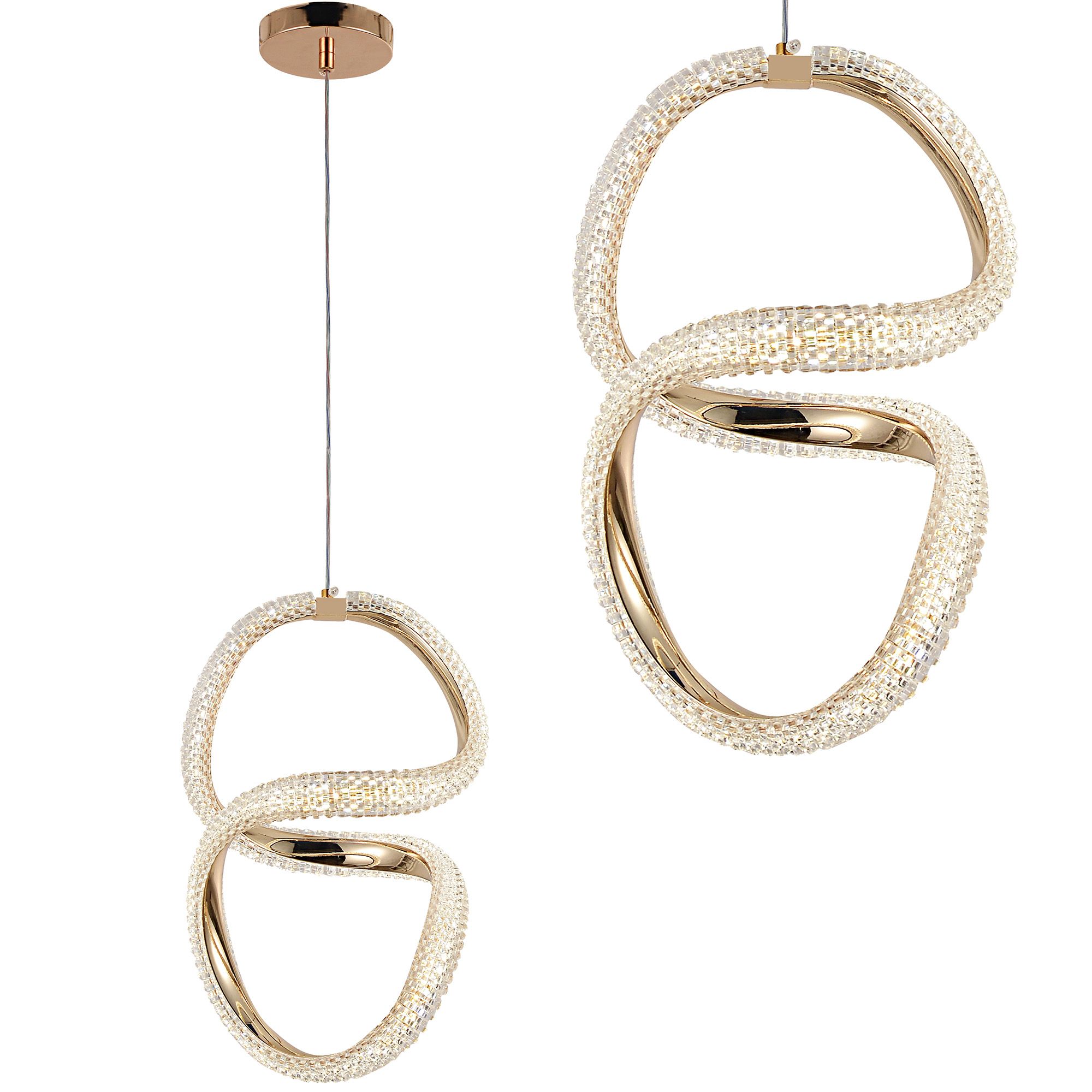 TOOLIGHT hängande taklampa G069-CP LED Guld 125,5x24x33cm