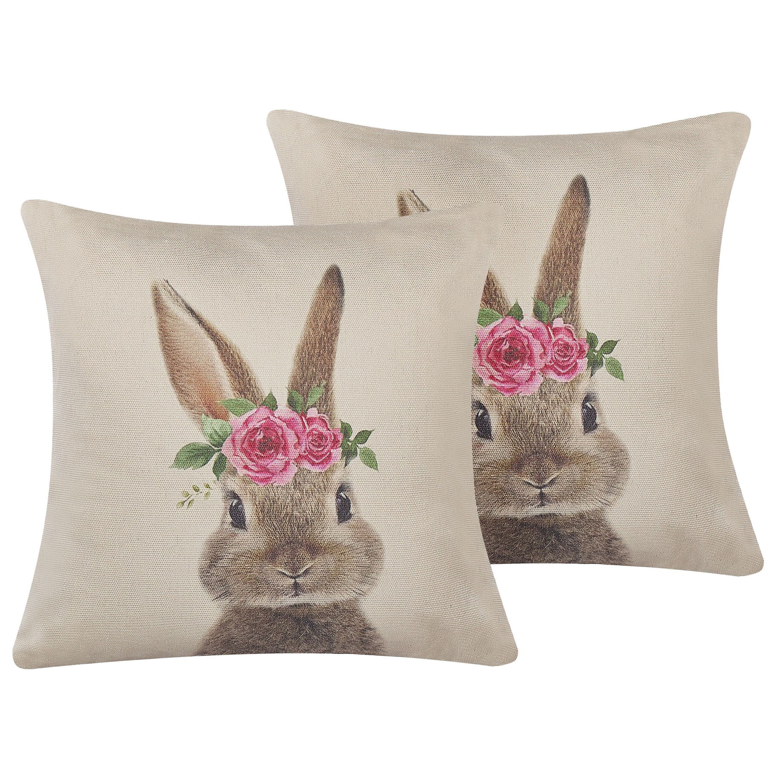 Set med 2 prydnadskuddar TULIPA 45 x 45 cm Taupe