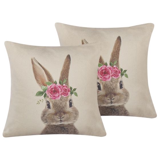 Set med 2 prydnadskuddar TULIPA 45 x 45 cm Taupe