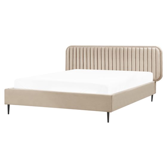 Säng med lamellram Sammet BRIN 160 x 200 cm Taupe