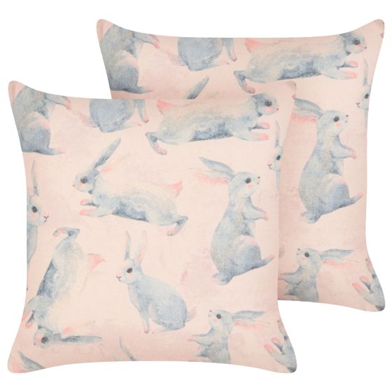 Set med 2 prydnadskuddar RATIBIDA 45 x 45 cm Bomull Rosa