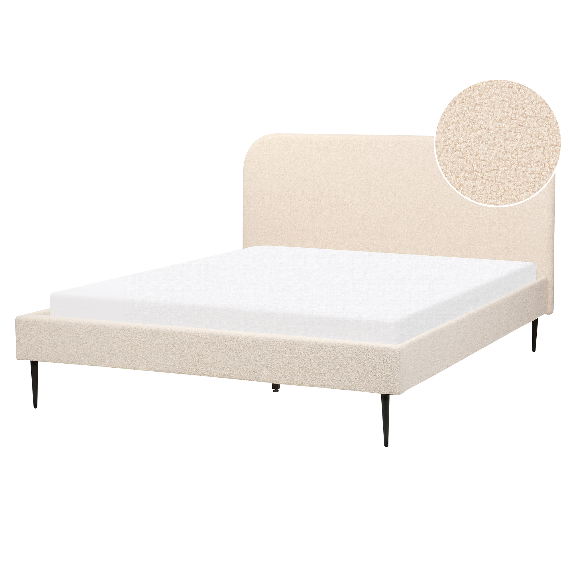 Säng med lamellram Bouclé FLAYAT 160 x 200 cm Ljusbeige
