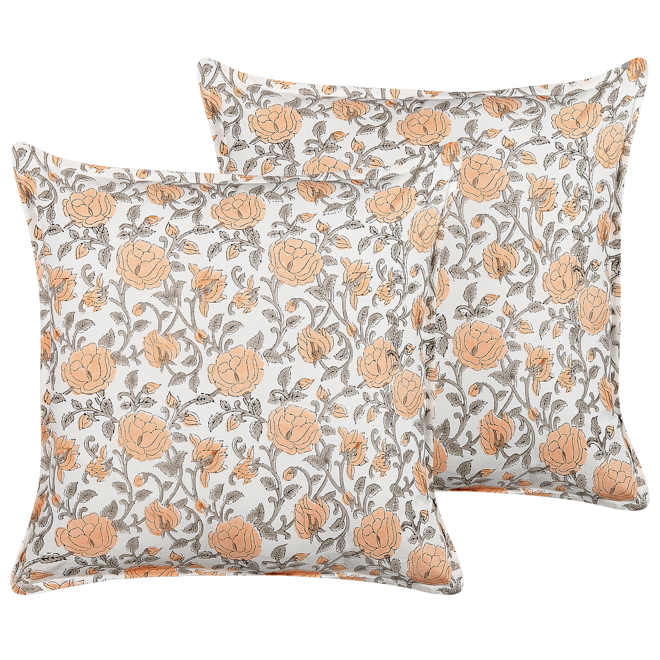 Set med 2 prydnadskuddar MEADIA 45 x 45 cm Bomull Röd Blommigt tryck