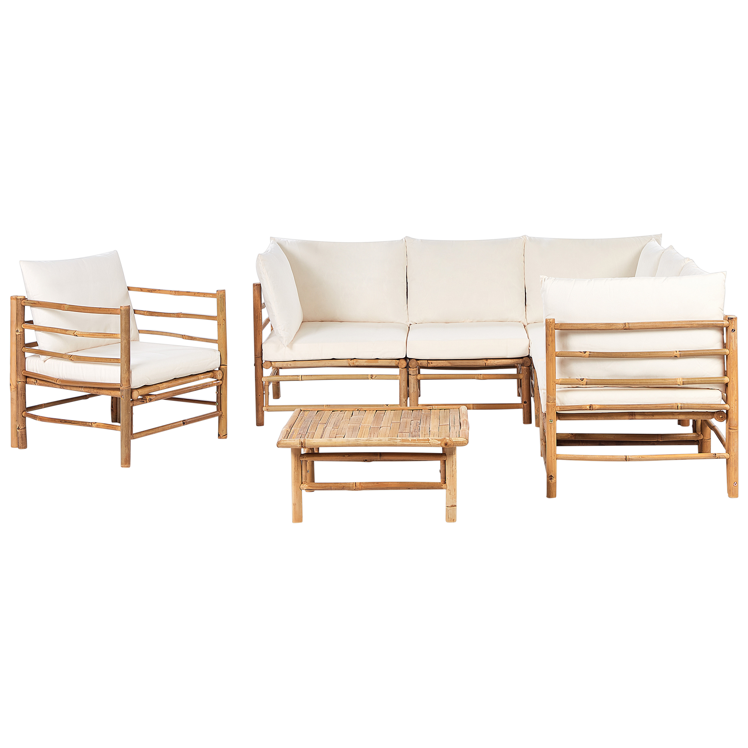 Trädgårdssoffgrupp med bord 6-sits CERRETO Bambu Off-White