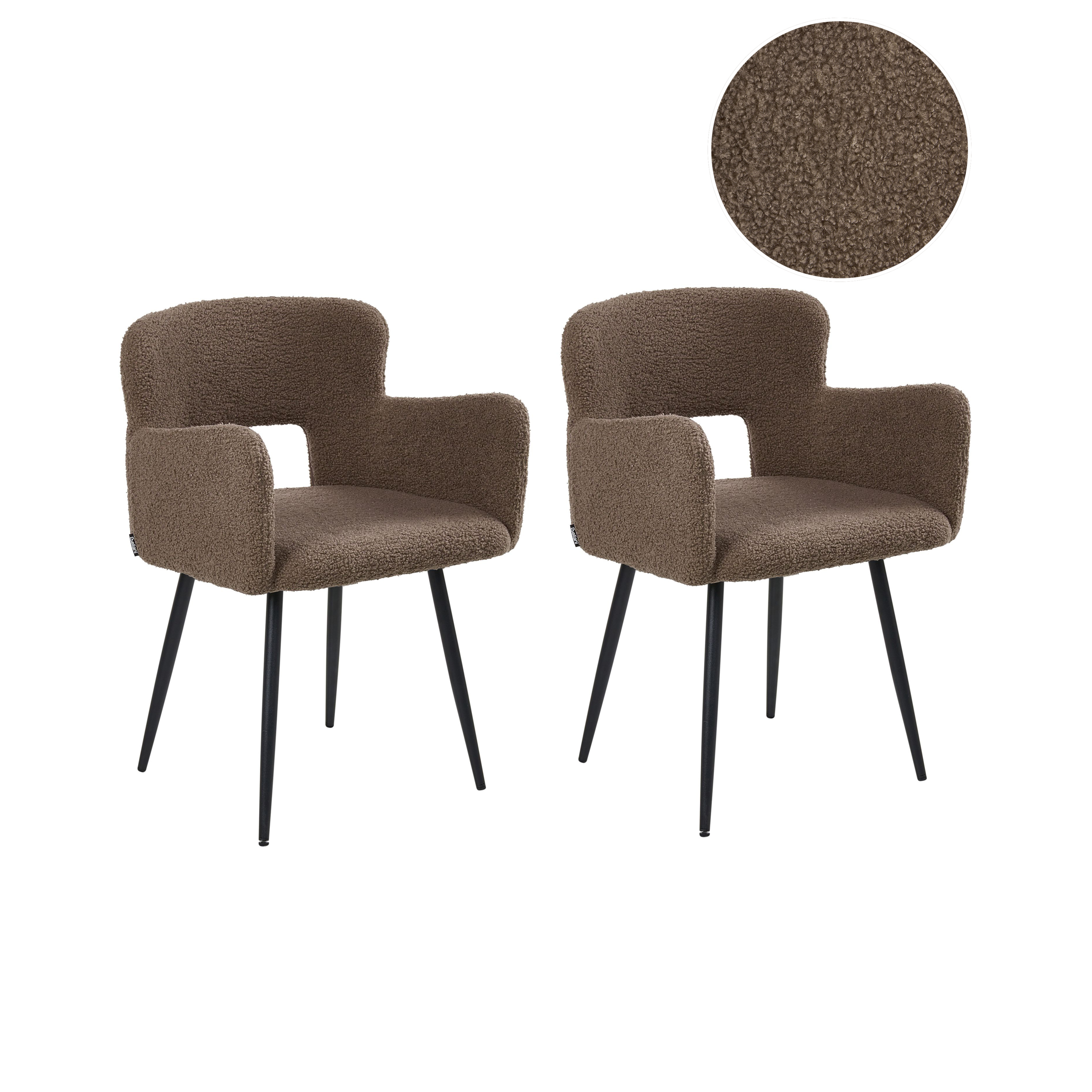 Set med 2 matstolar SANILAC Bouclé Brun