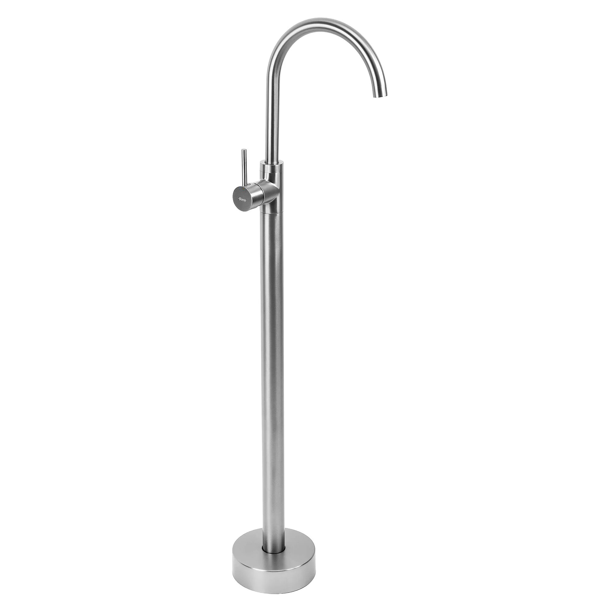 REA Golvmonterad Tvättställsblandare Lungo Borstad Nickel, 96x20x107,5cm