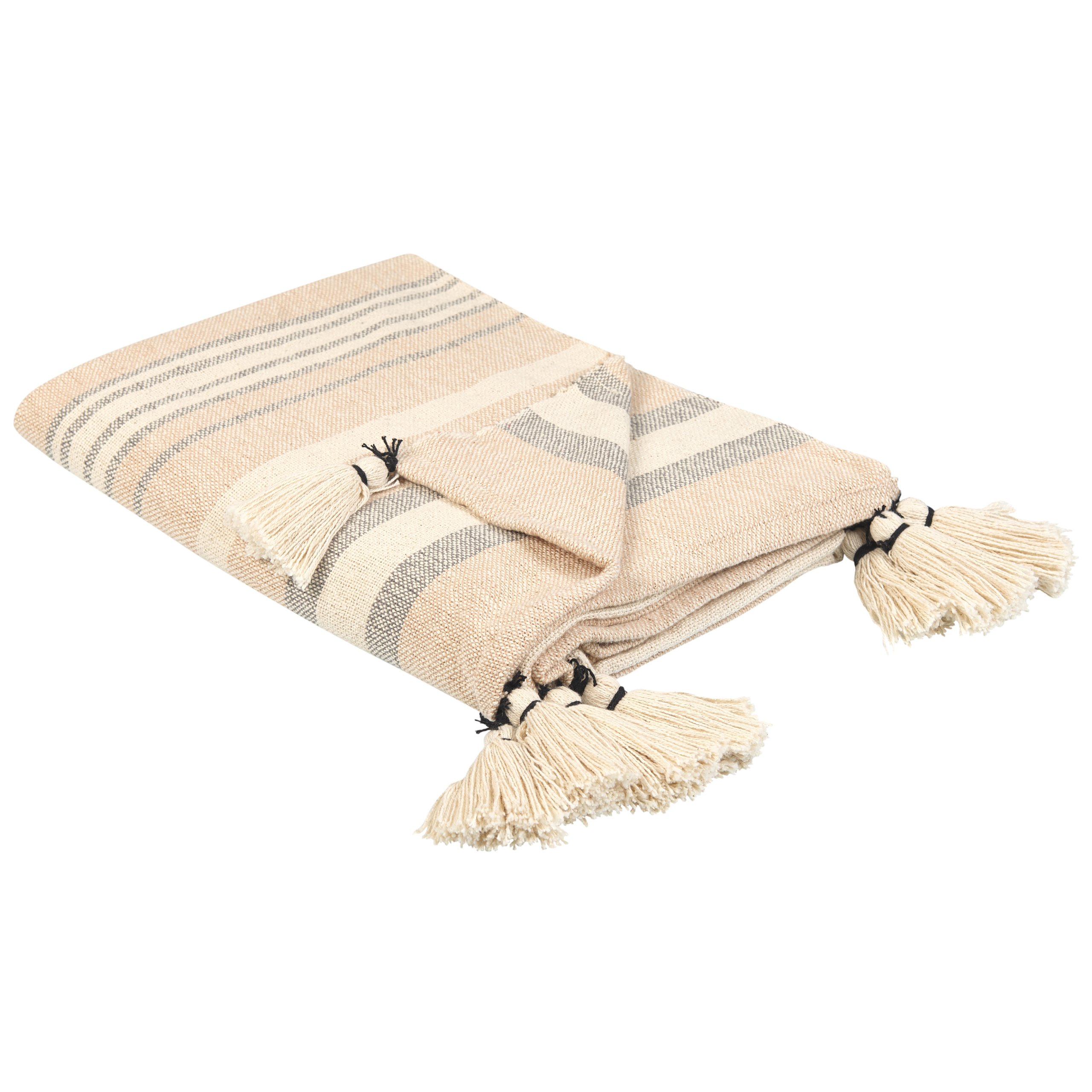 Pläd YARSELI Bomull 130 x 170 cm Beige