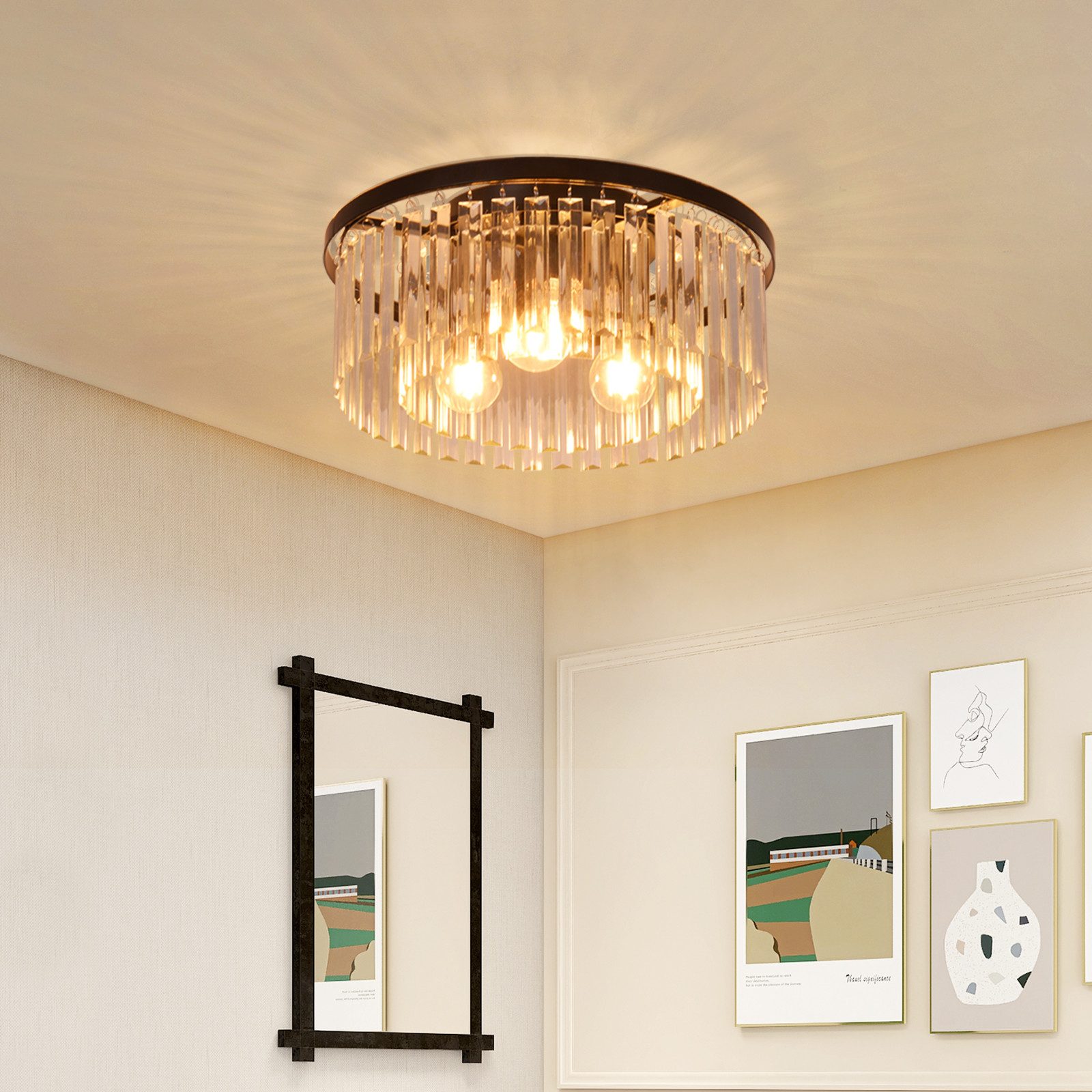 NETTLIFE - taklampa för sovrum, vardagsrum, svart, E27 - sovrumslampa, modern vardagsrumslampa