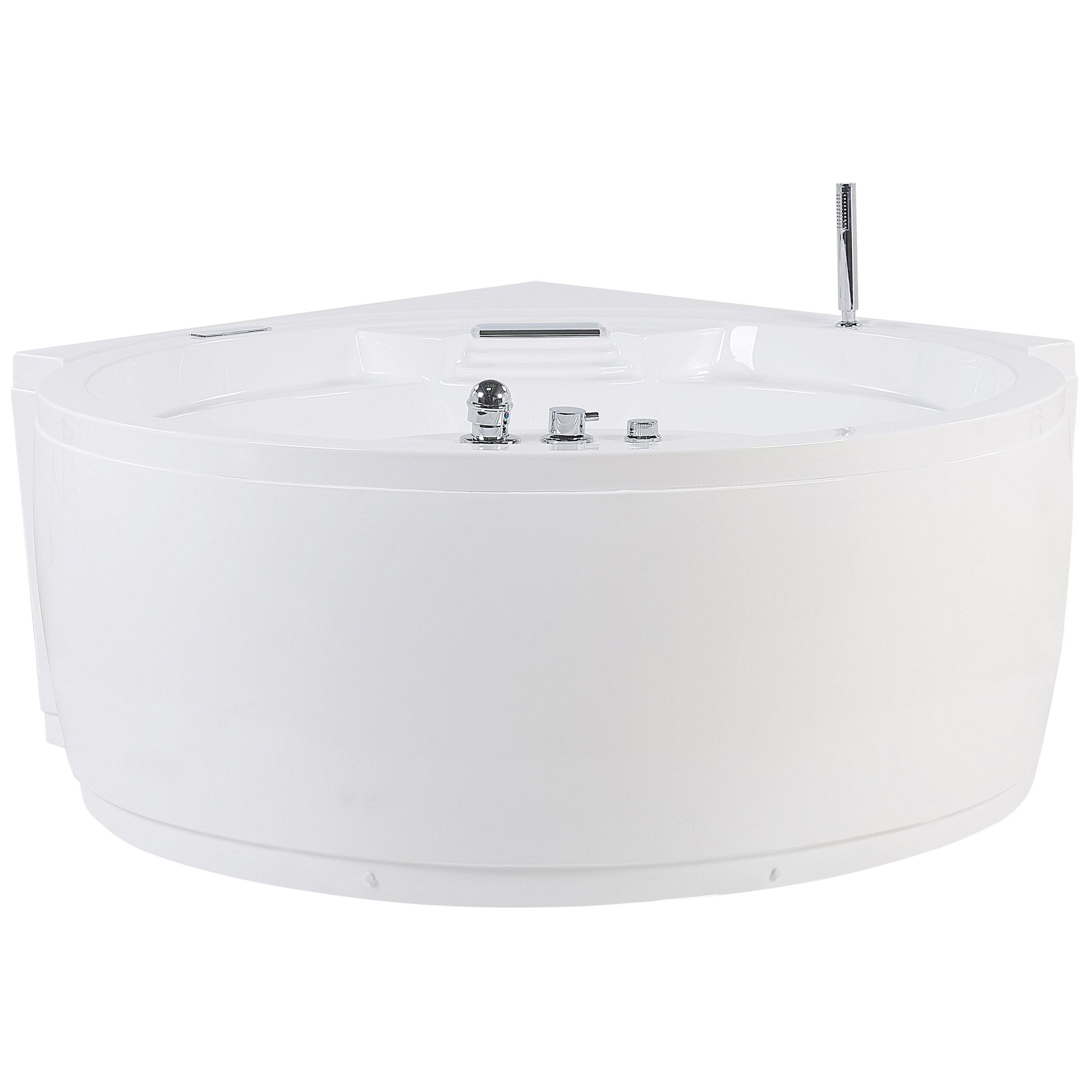 Hörnbubbelbadkar med LED MILANO 1810 x 1500 mm med inbyggd Bluetooth-högtalare Vit
