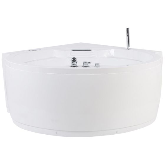 Hörnbubbelbadkar med LED MILANO 1810 x 1500 mm med inbyggd Bluetooth-högtalare Vit