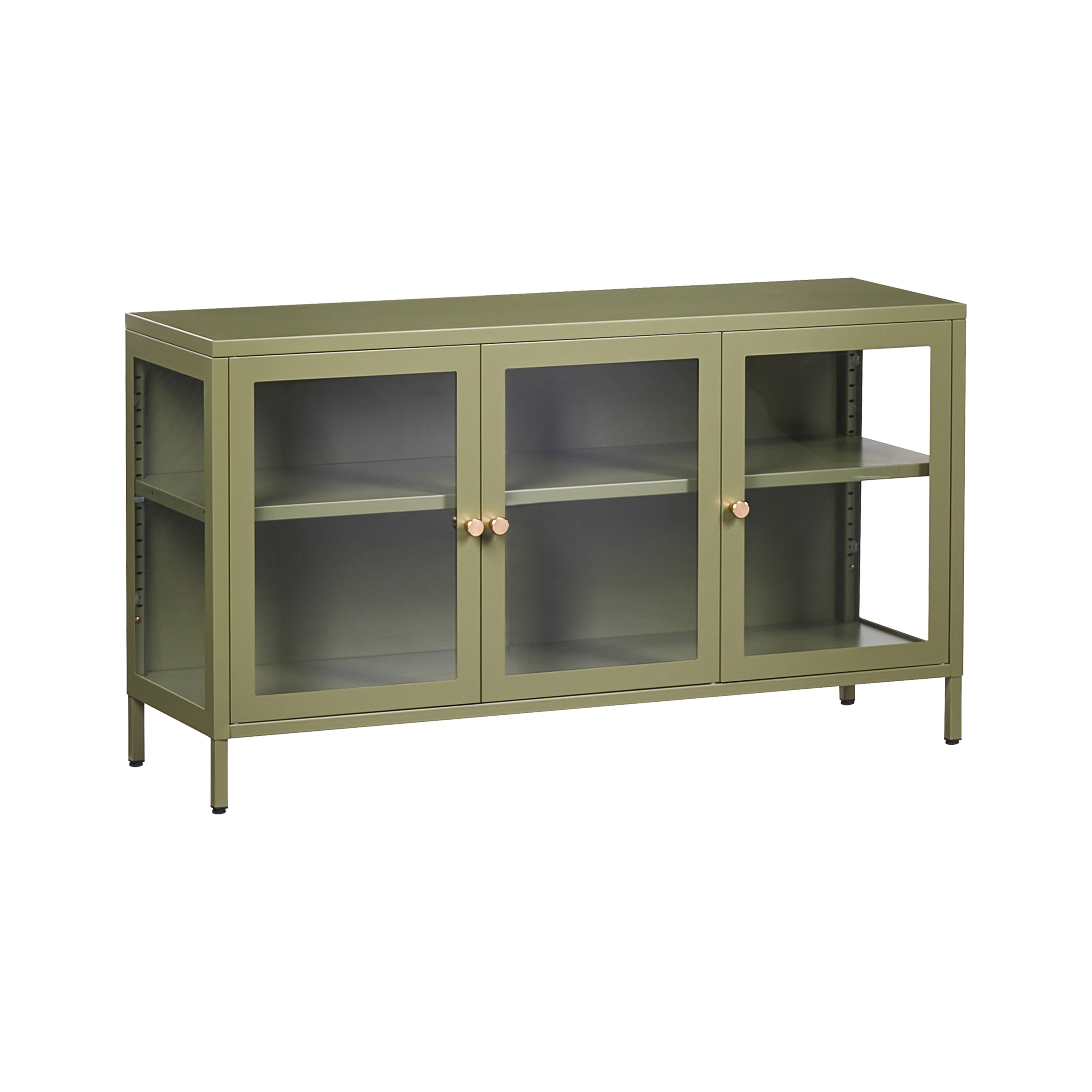 Vitrinskänk i glas NEWPORT 115 cm Metall Grön