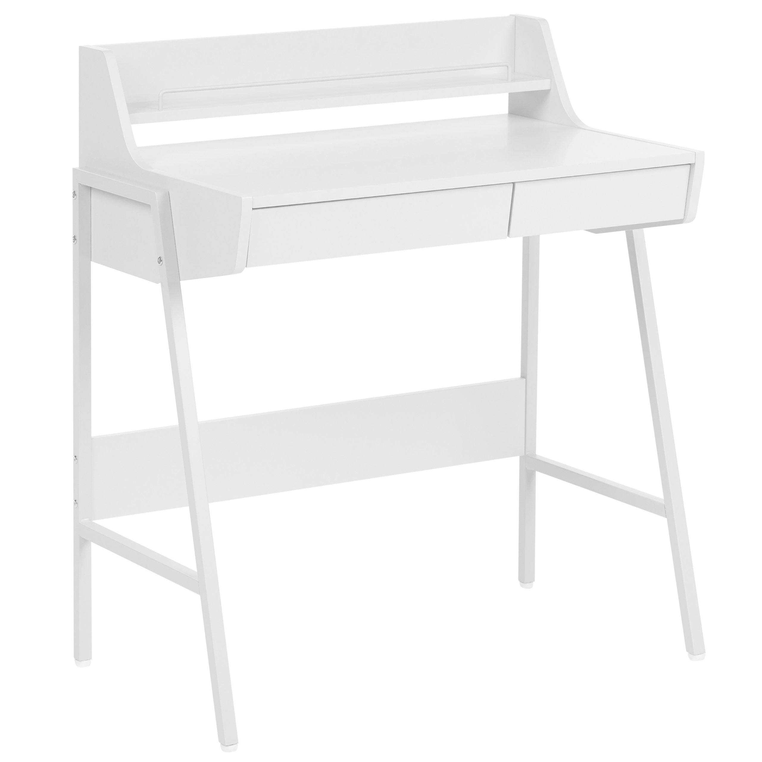 Skrivbord med överskåp för hemmakontoret BROXTON 77 cm 46 cm Vit