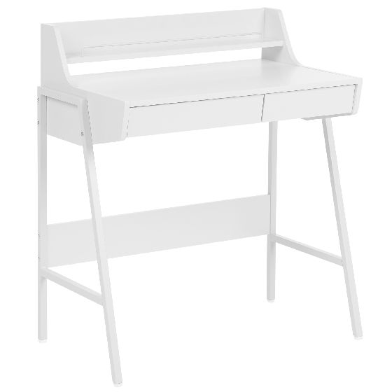 Skrivbord med överskåp för hemmakontoret BROXTON 77 cm 46 cm Vit